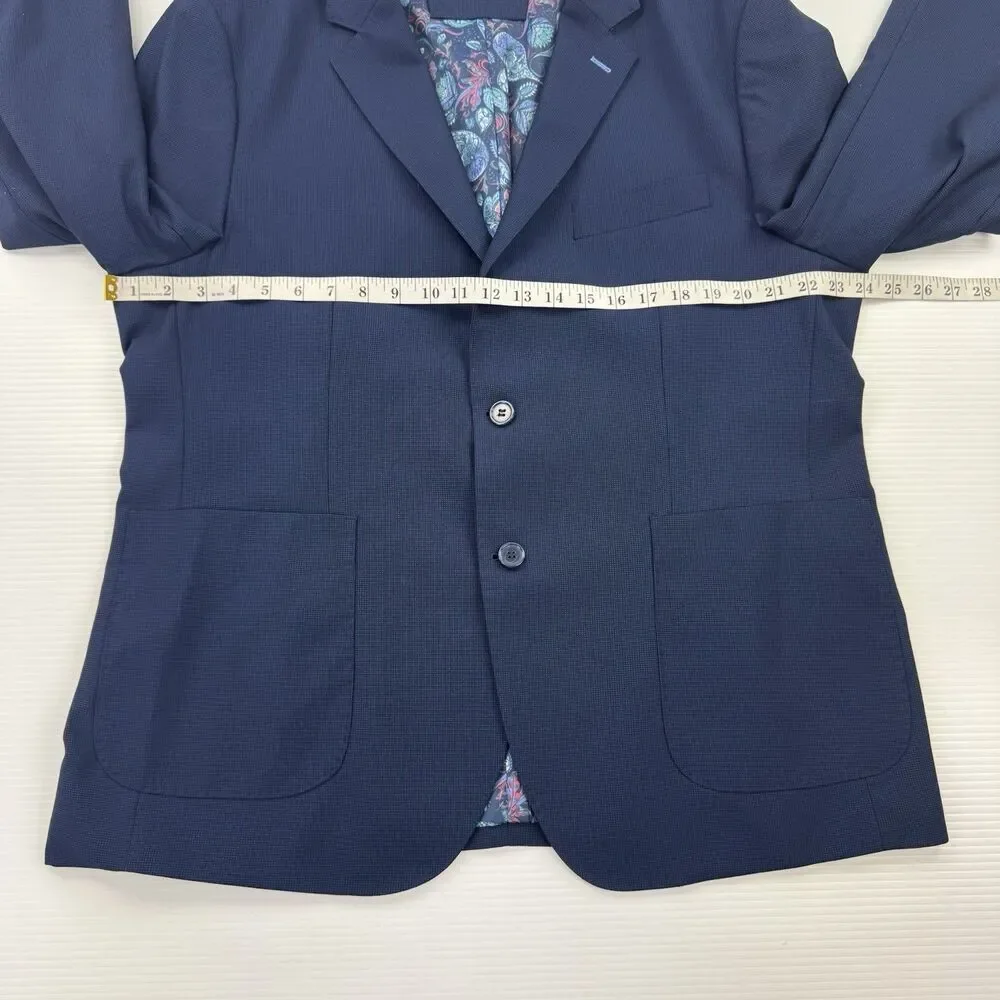 Tailorbyrd Collection Mens 46R Navy Blue Stretch Blazer Paisley Lining NWOT